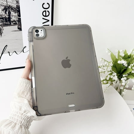 ELEHOLD Case for iPad Pro 11 2024, Shockproof Durable TPU Protective Case with Pen Slot,Black