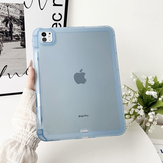ELEHOLD Case for iPad Pro 11 2024, Shockproof Durable TPU Protective Case with Pen Slot,Blue