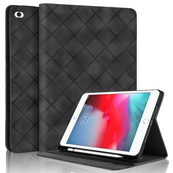 ELEHOLD Case for iPad mini, PU Leather Case with Pencil Holder,Shockproof Soft TPU Folio Stand Cover,Black