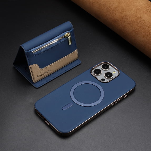 ELEHOLD Case for iPhone 11, 2-in-1 Detachable Magnetic Zipper Leather Wallet Case with Card Holder, RFID Blocking Folio Flip Cover,Darkblue