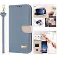 thumbnail image 1 of ELEHOLD Case for iPhone 11, Fashionable Leather Wallet Case with Card Slots & Kickstand,Detachable Shoulder Strap & Wrist Strap,Blue, 1 of 8