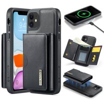 ELEHOLD Case for iPhone 11, Magnetic 2 in 1 Detachable Leather Wallet Case with Card Holder & Stand,Black