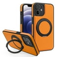 thumbnail image 1 of ELEHOLD Case for iPhone 11,  Magnetic Leather Case with 360°Rotatable Ring Stand [Compatible with MagSafe] Phone Case,Orange, 1 of 6