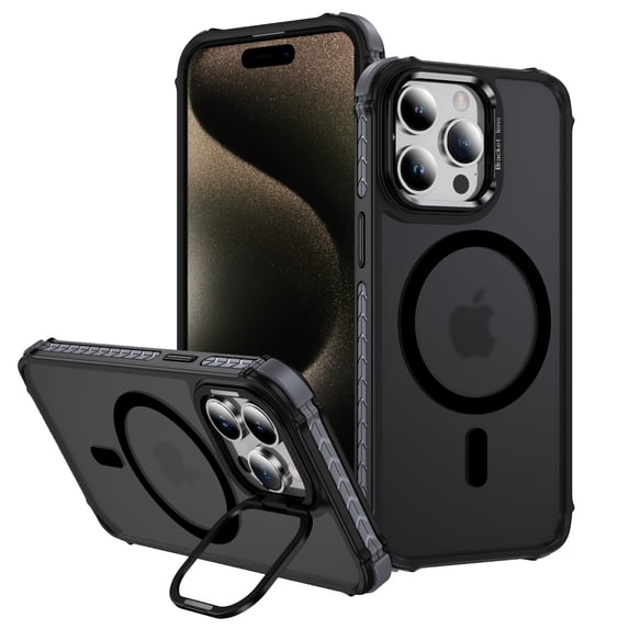 ELEHOLD Case for iPhone 11, Matte Skin Feeling Magnetic Case with Adjustable Camera Stand,Black