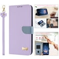 thumbnail image 1 of ELEHOLD Case for iPhone 11 Pro, Fashionable Leather Wallet Case with Card Slots & Kickstand,Detachable Shoulder Strap & Wrist Strap,Purple, 1 of 8