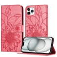 thumbnail image 1 of ELEHOLD Case for iPhone 11 Pro Max, Sunflower Embossed Leather Wallet Case with Magnetic Closure & Kickstand,Rose, 1 of 6