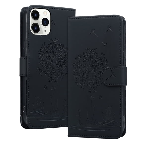ELEHOLD Case for iPhone 11 Pro, Premium PU Leather Wallet Flip Case Folio Cover with Card Holder Kickstand,Black