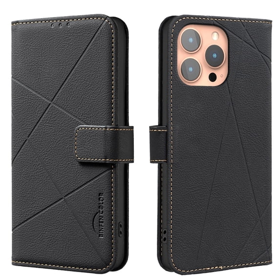 ELEHOLD Case for iPhone 11, RFID Blocking Leather Wallet Case, Flip Cover with Card Slots & Stand,Black