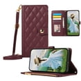 thumbnail image 1 of ELEHOLD Case for iPhone 11, Shockproof PU Leather Zipper Wallet Case with Card Holder & Crossbody Lanyard & Wrist Strap,Winered, 1 of 9