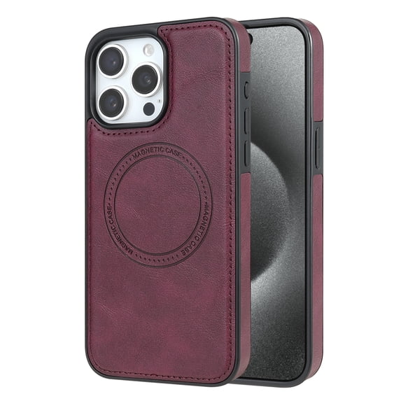 ELEHOLD Case for iPhone 11, Shockproof Slim Magnetic Leather Case, Compatible with MagSafe Accessories,Winered
