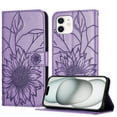 thumbnail image 1 of ELEHOLD Case for iPhone 11, Sunflower Embossed Leather Wallet Case with Magnetic Closure & Kickstand,Purple, 1 of 6