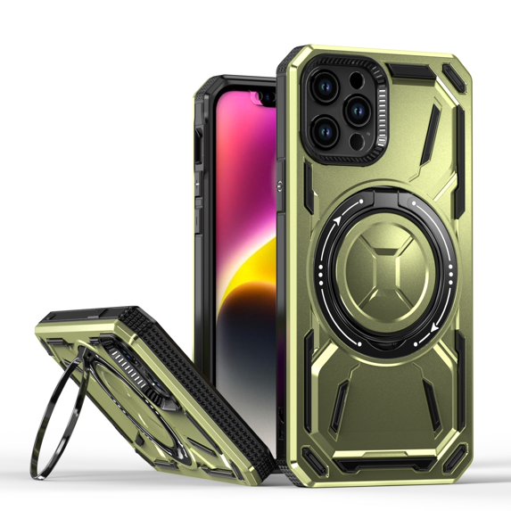ELEHOLD Case for iPhone 12 Pro / 12 6.1", Military Grade Magnetic Case with Kickstand, Compatible with Wireless Charging,Green