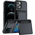 thumbnail image 1 of ELEHOLD Case for iPhone 12 Pro / 12 6.1", Shockproof Heavy Duty Wallet Case with Hidden Card Holder for Women & Men,Black, 1 of 1