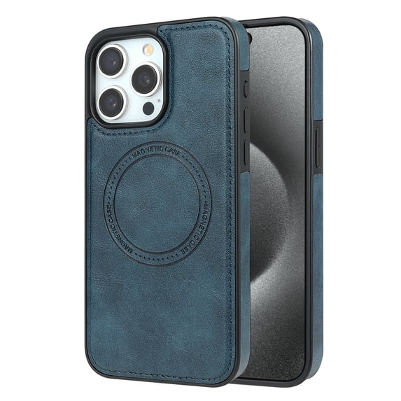 ELEHOLD Case for iPhone 12 Pro / 12 6.1", Shockproof Slim Magnetic Leather Case, Compatible with MagSafe Accessories,Green