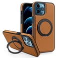 thumbnail image 1 of ELEHOLD Case for iPhone 12 Pro Max,  Magnetic Leather Case with 360°Rotatable Ring Stand [Compatible with MagSafe] Phone Case,Brown, 1 of 6