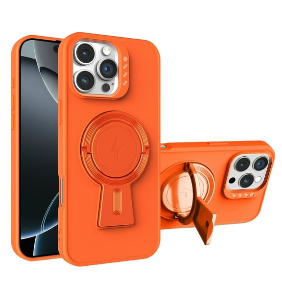 ELEHOLD Case for iPhone 12 Pro Max, Shockproof Case with Magnetic Ring Holder Stand, Slim Matte Case for iPhone 12 Pro Max,Orange