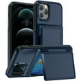 thumbnail image 1 of ELEHOLD Case for iPhone 12 Pro Max, Shockproof Heavy Duty Wallet Case with Hidden Card Holder for Women & Men,Blue, 1 of 11