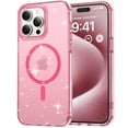 thumbnail image 1 of ELEHOLD Case for iPhone 13, Clear Glitter Anti-Yellow Anti-Scratch Hard PC Magnetic Phone Case Compatible MagSafe Accessory,Pink, 1 of 7