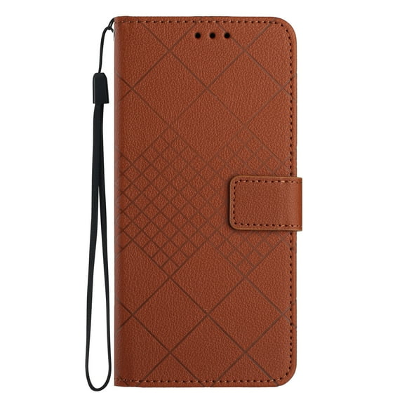 ELEHOLD Case for iPhone 13, Leather Wallet Case Stand Cover with Wrist Strap,Brown