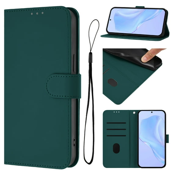 ELEHOLD Case for iPhone 13, Luxury Business Leather Wallet Flip Case with Stand & Card Slots,Darkgreen