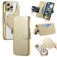 thumbnail image 1 of ELEHOLD Case for iPhone 13 Pro Max,2 in 1 Detachabl Wallet Plating Clear Case with Card Holder[Compatible with MagSafe Accessories],Gold, 1 of 11