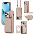 thumbnail image 1 of ELEHOLD Case for iPhone 13 Pro Max,Detachable Lanyard Crossbody Leather Wallet Case with Ring Holder & Mirror,Khaki, 1 of 8
