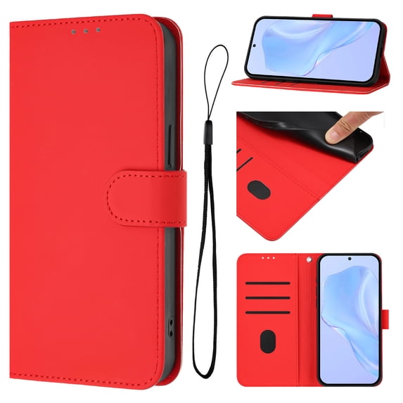 ELEHOLD Case for iPhone 13 Pro Max, Luxury Business Leather Wallet Flip Case with Stand & Card Slots,Red