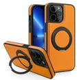 thumbnail image 1 of ELEHOLD Case for iPhone 13 Pro Max,  Magnetic Leather Case with 360°Rotatable Ring Stand [Compatible with MagSafe] Phone Case,Orange, 1 of 6