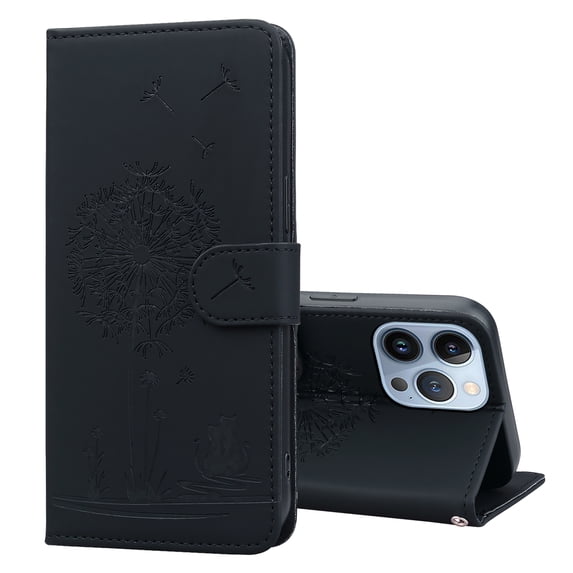 ELEHOLD Case for iPhone 13 Pro Max, Premium PU Leather Wallet Flip Case Folio Cover with Card Holder Kickstand,Black
