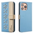 thumbnail image 1 of ELEHOLD Case for iPhone 13 Pro, RFID Blocking Wallet Phone Case with Kickstand, Flip Leather Cover with Card Slots,Lightblue, 1 of 7