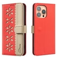 thumbnail image 1 of ELEHOLD Case for iPhone 13 Pro, RFID Blocking Wallet Phone Case with Kickstand, Flip Leather Cover with Card Slots,Red, 1 of 7