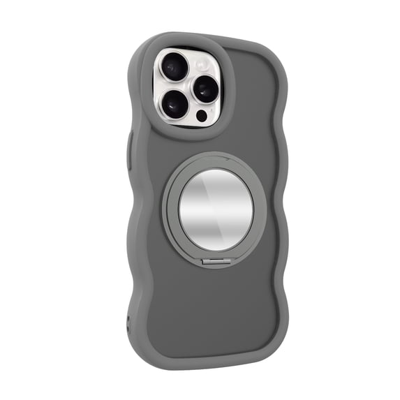 ELEHOLD Case for iPhone 13 Pro,Wave Frame TPU Magnetic Mirror Case with Strap,Gray