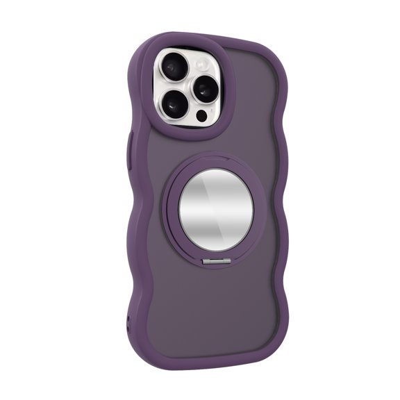 ELEHOLD Case for iPhone 13 Pro,Wave Frame TPU Magnetic Mirror Case with Strap,Purple
