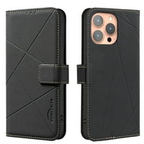 ELEHOLD Case for iPhone 13, RFID Blocking Leather Wallet Case, Flip Cover with Card Slots & Stand,Black