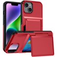thumbnail image 1 of ELEHOLD Case for iPhone 13, Shockproof Heavy Duty Wallet Case with Hidden Card Holder for Women & Men,Red, 1 of 11
