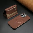 thumbnail image 1 of ELEHOLD Case for iPhone 14, 2-in-1 Detachable Magnetic Zipper Leather Wallet Case with Card Holder, RFID Blocking Folio Flip Cover,Brown, 1 of 5