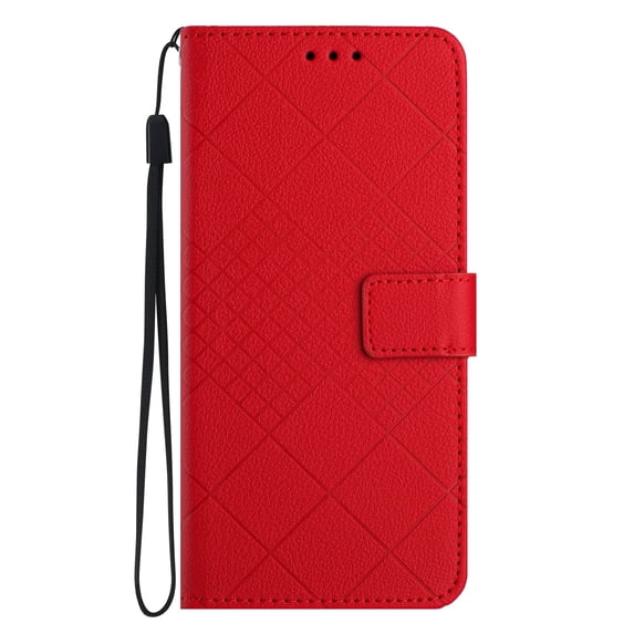 ELEHOLD Case for iPhone 14 Plus, Leather Wallet Case Stand Cover with Wrist Strap,Red