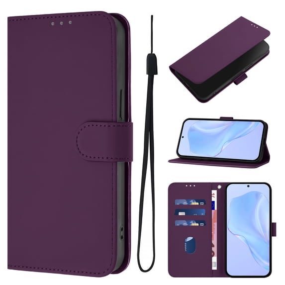 ELEHOLD Case for iPhone 14 Plus, Luxury Business Leather Wallet Flip Case with Stand & Card Slots,Violet