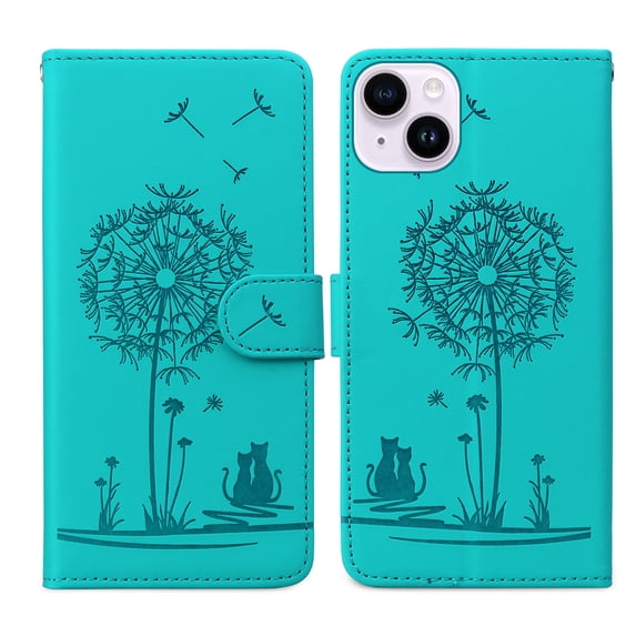 ELEHOLD Case for iPhone 14 Plus, Premium PU Leather Wallet Flip Case Folio Cover with Card Holder Kickstand,Green