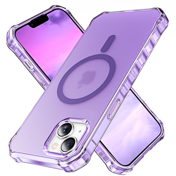 ELEHOLD Case for iPhone 14 Plus, Shockproof Magnetic Matte Case with Wireless Charging Support,Purple