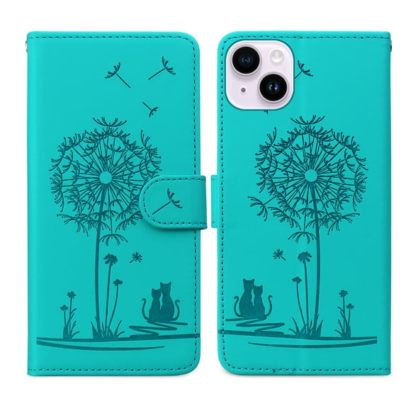 ELEHOLD Case for iPhone 14, Premium PU Leather Wallet Flip Case Folio Cover with Card Holder Kickstand,Green