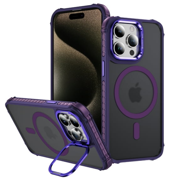 ELEHOLD Case for iPhone 14 Pro, Matte Skin Feeling Magnetic Case with Adjustable Camera Stand,Purple