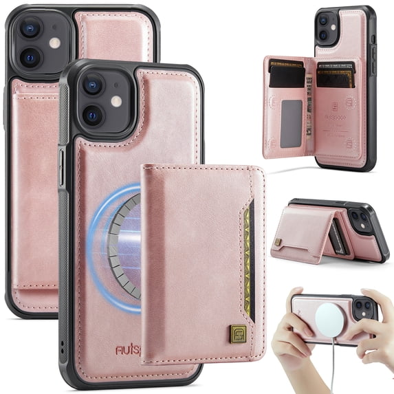 ELEHOLD Case for iPhone 14 Pro Max, 2-in-1 Detachable Magnetic Leather Wallet Case with RFID Blocking,Rosegold