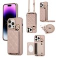 thumbnail image 1 of ELEHOLD Case for iPhone 14 Pro Max,Detachable Lanyard Crossbody Leather Wallet Case with Ring Holder & Mirror,Khaki, 1 of 8