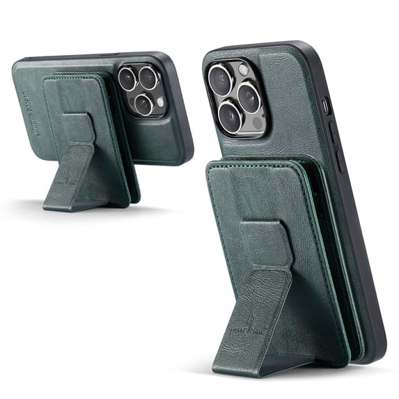 ELEHOLD Case for iPhone 14 Pro Max, Shockproof Magnetic Leather Wallet Case with Hand Grip & Kickstand & RFID Blocking,Green