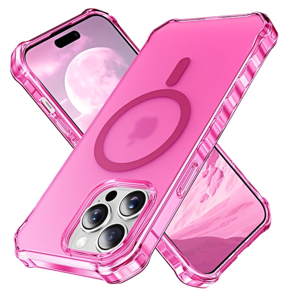 ELEHOLD Case for iPhone 14 Pro Max, Shockproof Magnetic Matte Case with Wireless Charging Support,Rose