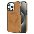 thumbnail image 1 of ELEHOLD Case for iPhone 14 Pro Max, Shockproof Slim Magnetic Leather Case, Compatible with MagSafe Accessories,Brown, 1 of 5