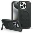thumbnail image 1 of ELEHOLD Case for iPhone 14 Pro Max, Soft Luxury Leather Business Magnetic Case with Invisible Stand Compatible with Magsafe Accessory,Black, 1 of 6