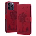 thumbnail image 1 of ELEHOLD Case for iPhone 14 Pro, Premium PU Leather Wallet Flip Case Folio Cover with Card Holder Kickstand,Red, 1 of 6