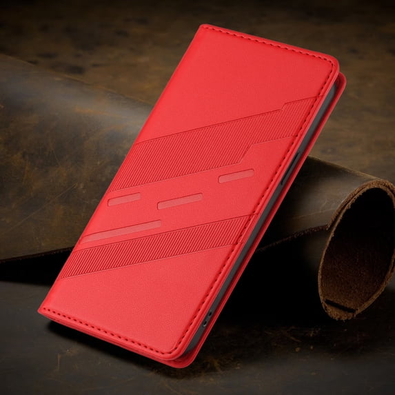ELEHOLD Case for iPhone 14 Pro, Shockproof Wallet Phone Case, Magnetic Closure Faux Leather Cover Built-in Stand,Red